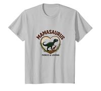 Don't Mess with Mamasaurus - Dinosaure Fierce Mom T-Shirt, Enfant, Argent, 4 Ans
