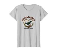 Don't Mess with Mamasaurus - Dinosaure Fierce Mom T-Shirt, Femme, Argent, L