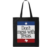 Don't Mess with Texas Lone Star State Sac fourre-tout en coton écologique naturel Noir, Noir , Taille unique