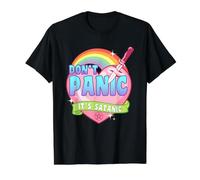 Don't Panic It's Satanic Rainbow Pentagramme païen Occulte T-Shirt Graphique avec Valeur