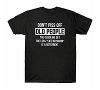 Don't Piss Off Old People The Older We Get Life in Prison Men's Novelty White Yellow Black Red Mens Women T T-Shirts à Manches Courtes 100% Cotton(XX-Large)