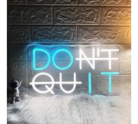 Don't Quit Signe de néon USB alimenté avec commutateur dimmable pour décoration murale de fond Décoration de pièce Art mural inspiratif Bureau Bar Gym Fêtes Événements Fête d'anniversaire16.5x9 in