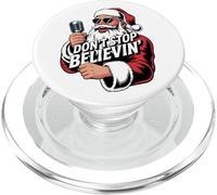 Don't Stop Believin Funny Karaoké Santa Clause Christmas PopSockets PopGrip pour MagSafe