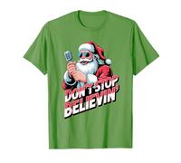 Don't Stop Believin Funny Karaoké Santa Clause Christmas T-Shirt