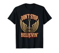 Don't Stop Believin Rock Guitar Wings Classic Distressed Fun T-Shirt