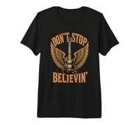 Don't Stop Believin Rock Guitar Wings Vintage Throwback Fun T-Shirt Haut de Gamme
