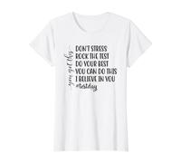 Don't Stress Rock The Test : Motivation des étudiants à l'examen T-Shirt Graphique avec Valeur