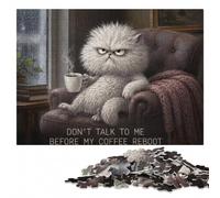 Don't Talk to Me Before My Coffee Reboot - Ca Puzzle en Bois, 300 pièces | Cadeau puzzle: activité d'intérieur le w nd à son propre rythme.