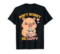 Don't Worry Be Cappy Funny Capybara Drinks Boba Tea Kids T-Shirt