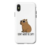 Don't Worry Be Capy Lunettes de Soleil Amusantes avec Citation Positive Coque pour iPhone X/XS