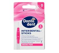 Dontodent 6 bâtonnets interdentaires roses, ISO 0 (diamètre 1,8 mm) - 6 brosses interdentaires micro fines - Avec capuchon hygiénique et poignée flexible