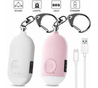 Dontodent Alarme personnelle 130 dB USB rechargeable avec lampe de poche LED Fonction étanche Auto-défense pour la sécurité personnelle des femmes, enfants, seniors, rose