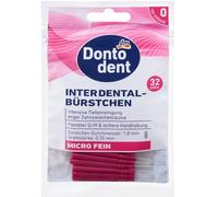 Dontodent Brossettes interdentaires ISO 0/2 mm, 32 brossettes interdentaires roses - Avec poignée flexible et manipulation sûre