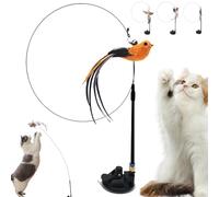Donubiiu Aventurier pour chat - Amusant et fitness à tout moment - Jouet pour chat - Cône avec plume - Ventouse - Jouet interactif pour chat - Jouet de pêche pour petits grands chats (A)