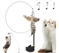 Donubiiu Aventurier pour chat - Amusant et fitness à tout moment - Jouet pour chat - Cône avec plume - Ventouse - Jouet interactif pour chat - Jouet de pêche pour petits et grands chats (B)