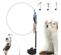 Donubiiu Aventurier pour chat - Amusant et fitness à tout moment - Jouet pour chat - Cône avec plume - Ventouse - Jouet interactif pour chat - Jouet de pêche pour petits et grands chats (D)