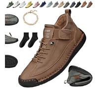 Donubiiu Baskets orthopédiques confortables et indolores, fabriquées à la main, en cuir, bottines orthopédiques, confortables, soutien de la voûte plantaire, douces, légèreté