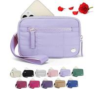 Donubiiu Convely Essential Wristlet,Convely Wristlet,Wristlet Wallets for Women with 3 Zipper Purse, Nylon Quilted Wallet, Small Wristlet Pouch, Violet