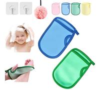 Donubiiu Esponja Saca Mugre Del Cuerpo, Esponjas Saca Mugre, Guantes De Baño para El Cuerpo, Gants démaquillants pour douche corporelle (bleu + vert)