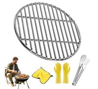 Donubiiu Grille de barbecue ronde en acier inoxydable 304 de 28 à 60 cm avec pince à barbecue, diamètre compatible avec barbecue sphérique, barbecue au charbon de bois, accessoires de barbecue