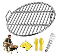 Donubiiu Grille de barbecue ronde en acier inoxydable 304 de 28 à 60 cm avec pince à barbecue, diamètre compatible avec barbecue sphérique, barbecue au charbon de bois, accessoires de barbecue