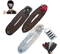 Donubiiu Lot de 3 rouleaux à cheveux brodés à la main, accessoires pour cheveux longs (3 pièces-B)