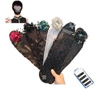 Donubiiu Lot de 6 rouleaux à cheveux à fleurs brodées à la main, accessoires pour cheveux longs