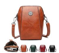 Donubiiu Retro All-Match Vertical Cellphone Bag,All-Match Vertical Cellphone Bag,Mini Crossbody Shoulder Waterproof Bag (Brown)