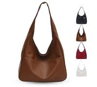 Donubiiu Sac Noirvere Everyday BB - Version zippée - Hobo Tote Bag en cuir synthétique végétalien - Sac à main décontracté rétro pour un usage quotidien, marron
