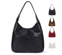 Donubiiu Sac Noirvere Everyday BB - Version zippée - Hobo Tote Bag en cuir synthétique végétalien - Sac à main décontracté rétro pour un usage quotidien, Noir