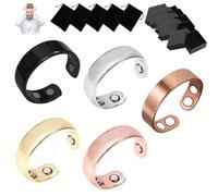 Donubiiu Sömni Bague Sömni pour femme - Bague magnétique naturelle réglable - Pour homme et femme - Aide au sommeil - Réduction de la fatigue, 5PCS, Acier inoxydable, 1