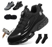 Donubiiu Vanolo SteelStep Ortho S3 Pro Chaussures de sécurité orthopédiques anti-smash et anti-perforation avec lacets à boutons, légères, respirantes et antidérapantes, 35-48 EU, Noir , 37 EU
