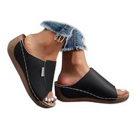 Donubiiu Vivastep Sandales pour femme, ergonomiques et antidérapantes, pour soulager la douleur, sandales orthopédiques à plateforme confortable, soutien de la voûte plantaire, Noir , 39 EU