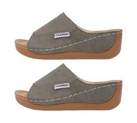 Donubiiu Vivastep Sandales pour femme, ergonomiques et antidérapantes, pour soulager la douleur, sandales orthopédiques à plateforme confortable, soutien de la voûte plantaire, gris, 43 EU