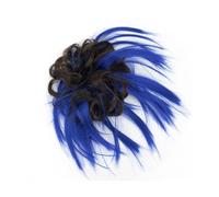 Donut 2 pièces chignon cheveux en désordre chignon faux chouchous Extension ondulés bouclés postiches queue de cheval Chignon bandeau for les femmes pour Femme(Brown Blue)