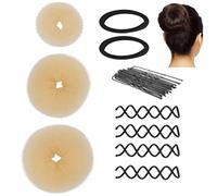 Donut Chignon Cheveux 3Pcs TIMESETL Donut Bun Mousse pour Chignon Donuts Blond pour Chignon Boudin pour Cheveux Accessoires de Coiffure Blond Chignon Magique/Bandes de Caoutchouc/Clip U/Clip Threads
