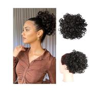 Donut Extensions capillaires synthétiques à clip for queue de cheval, postiches courts et crépus bouclés et bouffants pour Femme(4)