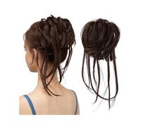Donut Extensions de cheveux synthétiques élastiques en chignon décoiffé, ondulés naturels, for femmes pour Femme(Chocolate Brown)