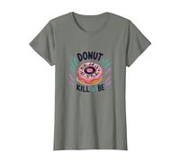 Donut Kill Vibe: Art de pâtisserie Musique rétro T-Shirt, Femme, Vert Kaki chiné, 3XL