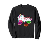 Donut mignon en forme de donut mangeant une licorne pour adultes et enfants Sweatshirt