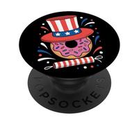 Donut Sprinkle Fête de l'indépendance Patriotique 4 Juillet Foodie PopSockets PopGrip Adhésif