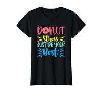 Donut Stress Faites Vos Meilleurs Jours de Test pour Les Enseignants T-Shirt Graphique avec Valeur, Femme, Noir, S