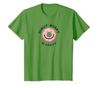 Donut Worry Be Happy - Jeu de Mots Joyeux T-Shirt, Enfant, Herbe, 8 Ans