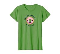 Donut Worry Be Happy - Jeu de Mots Joyeux T-Shirt, Femme, Herbe, XL