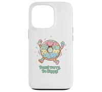 Donut Worry Happy Cute Kawai Funny Donut Pun Coque pour iPhone 13 Pro