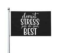 Donuts Stress Just Do Your Best - Drapeau pour chambre d'adolescent - Drapeaux amusants double face - Bannière extérieure pour fête - 0,9 x 1,5 m - Donuts Stress Just Do Your Best - Tapisserie pour ch