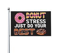 Donuts Stress Just Do Your Best Drapeau pour les gars de la chambre, décoration murale double face amusante pour chambre de fille 0,9 x 1,5 m, Donuts Stress Just Do Your Best Tapisserie pour le salon