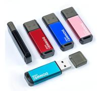 DONWEI Clé USB 16 Go, Lot de 5 en 5 couleurs - Rose, Rouge, Bleu, Noir, Cyan (USB 2.0, exFAT, 10 Mo/s Write, 20 Mo/s Read, LED Indicateur)