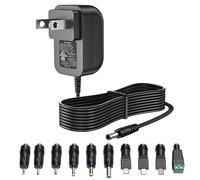 DONYOIE Bloc d'alimentation 5 V 2 A 5 V 2000 mA 10 W AC vers DC Adaptateur de câble avec 10 fiches de rechange 100 V Adaptateur d'entrée 240 V USB C