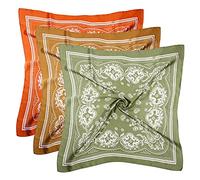 DOOBO Lot de 3 foulards en satin de 69,1 cm pour cheveux - Bandana en soie - Pour femmes et filles, Vert clair, jaune, orange, taille unique